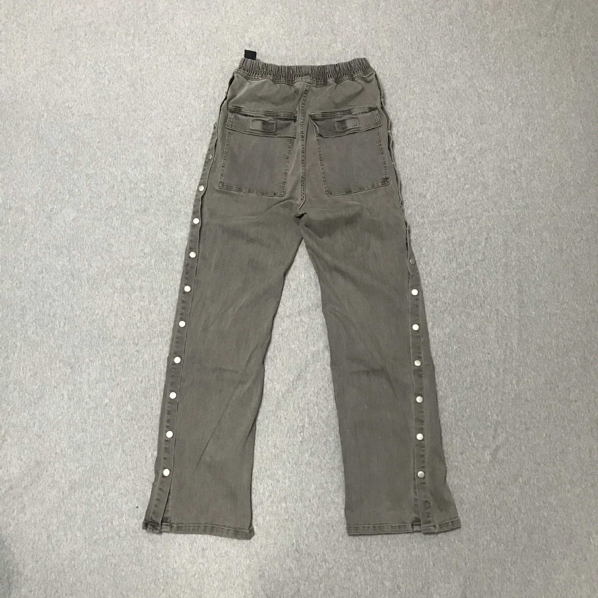 

Rick RO Dark Style Washed Ash Grey Button-Down Casual Jeans for Men and Women Straight Fit Workwear Pants