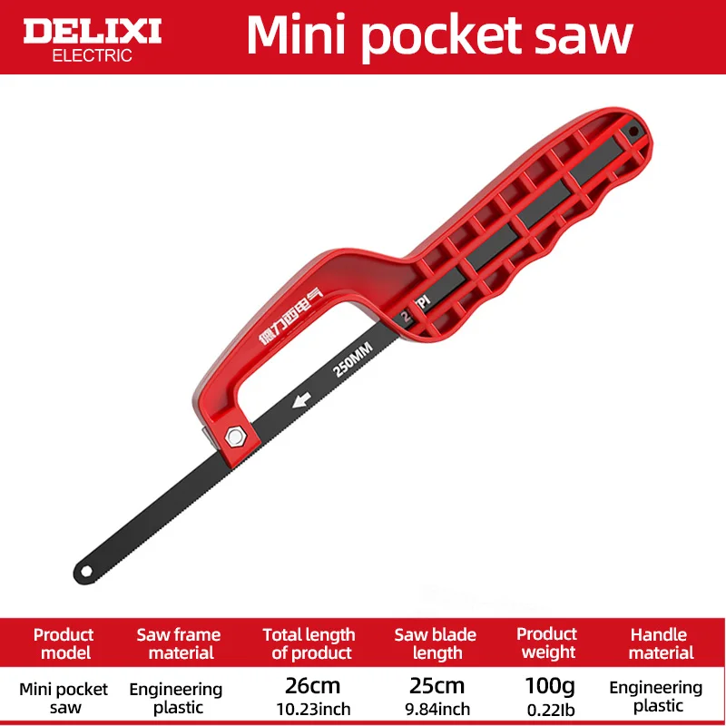 منشار جيب DELIXI ELECTRIC مقاس 10 بوصة منشار صغير محمول مع شفرة فولاذية SK5 سميكة منشار صغير خاص لأعمال النجارة #4