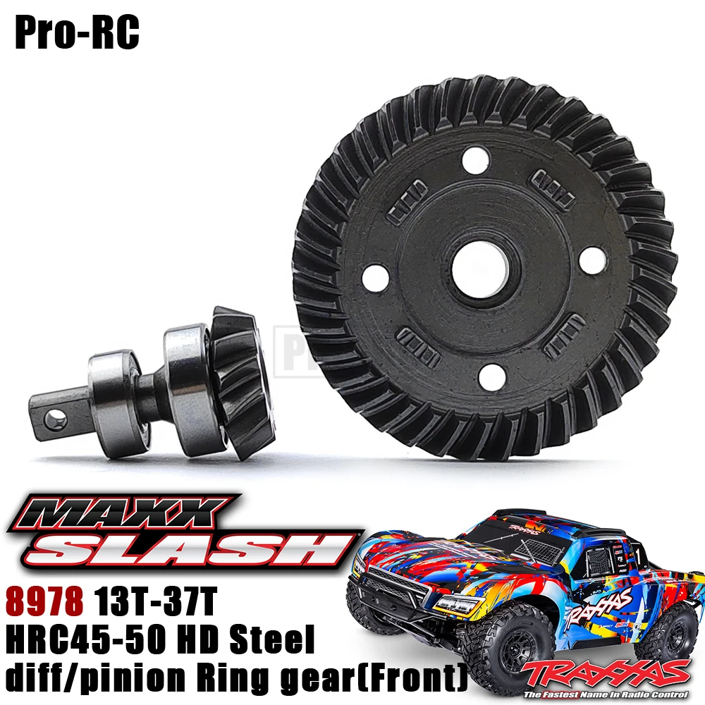 For Traxxas MAXX SLASH (102076-4) 8978 Diff Spiral Cut Ring & Pinion Gear (Front) HRC45-50 HD Steel