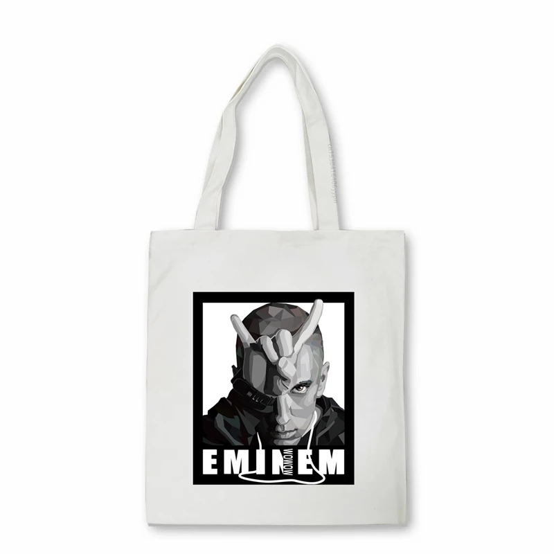 

Eminem men Hip Hop Rap Pop Fashion Unisex Shopper bag Shoulder Tote bags Teenager Students canvas bag Bolsas