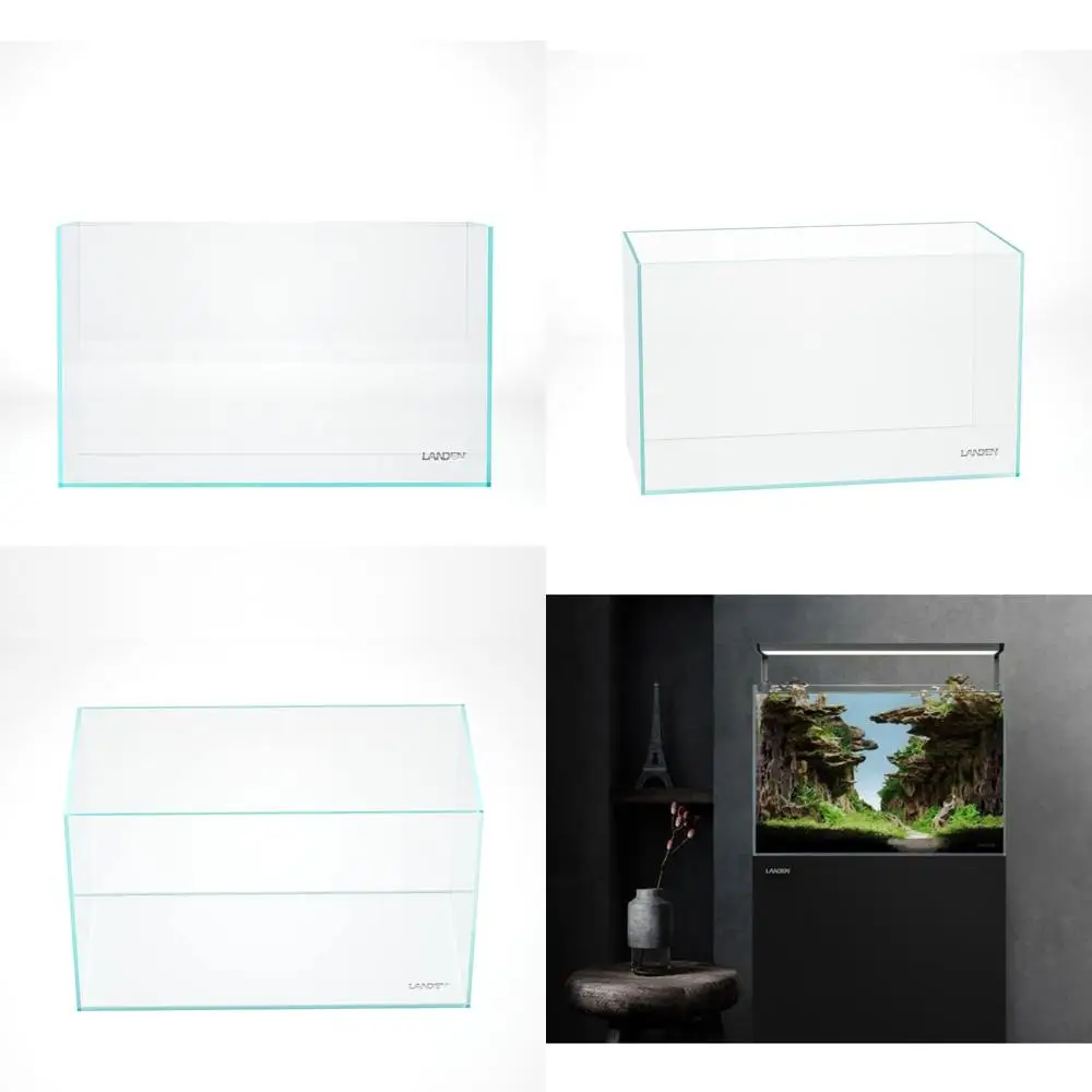 

60P LANDEN 16 Gallon Rimless Low Iron Aquarium Tank, 23.6 W × 11.8 D × 14.2 H (60cm x 30cm x 36cm), 6mm Thick with Nano Foam