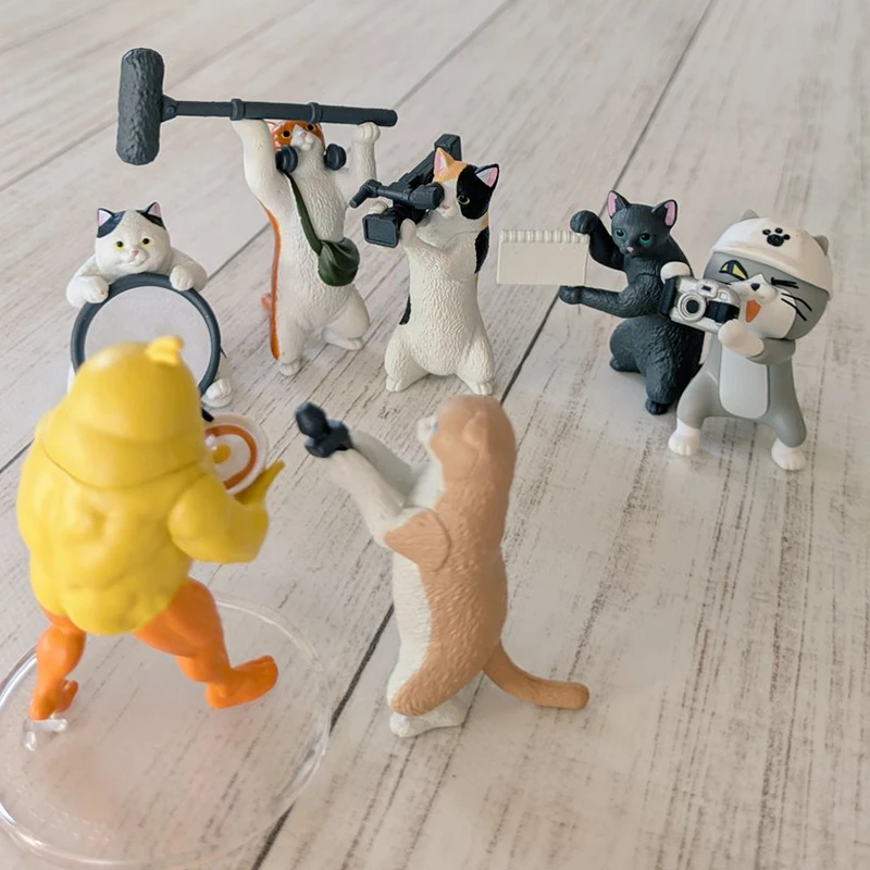 الأصلي YELL القط اطلاق النار فريق Gashapon Qversion أنيمي صغير عمل نموذج لجسم اللعب الهدايا شخصية كرتونية جمع لعبة فنية