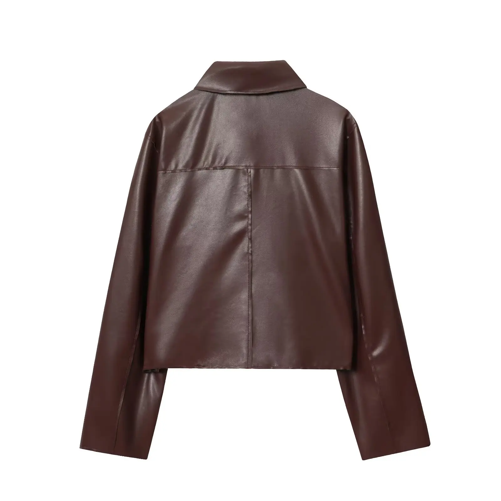 DiYiG WOMAN 2025 Winter New Fashion Faux Leather Short Jacket All-match Lapel Chic Pocket Casual Jacket Outerwear Mujer