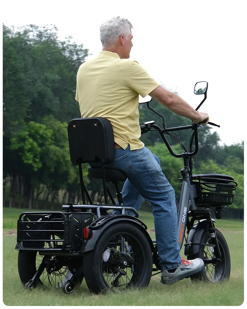 Folding Electric Tricycle 20MPH 18*4.0 Inch Fat Tire 3 Wheel Electric Cargo  Fat Tire Trike