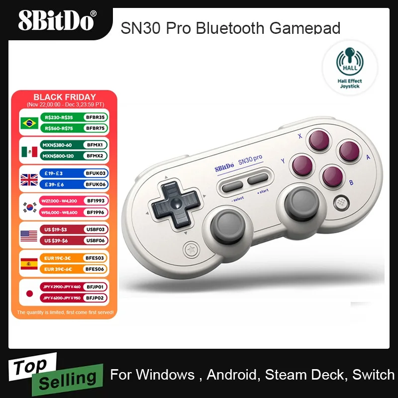 AKNES 8BitDo SN30 Pro Special Edition Wireless Bluetooth Gamepad Controller Joystick for Nintendo Switch Windows Android Steam