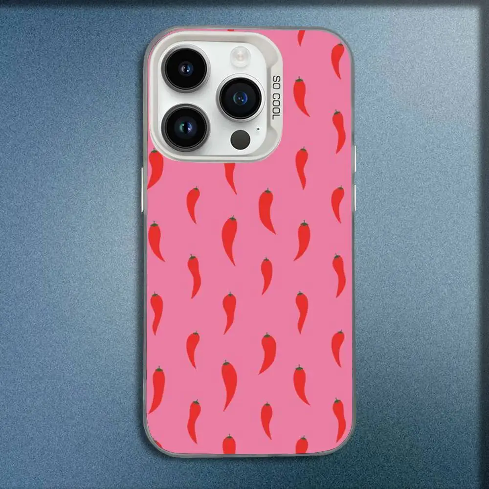 Capa de telefone fofa Chili Art para iPhone 17,16,15,14,13,12,Pro,Max,Plus,E,SE4,Air,Mini Caixa IMD branca