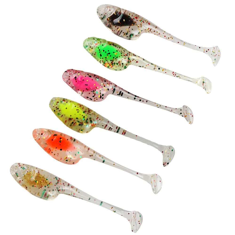 

JOHNCOO 5cm 0.8g TPR Paddle Tail 20pcs Floating Soft Lures T Tail Soft Fishing Lures Saltwater Freshwater