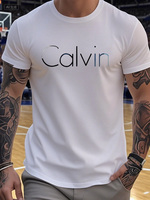 CALVIN summer men's and women's fashion letter print loose large casual comfortable round neck short-sleeved T-shirt top