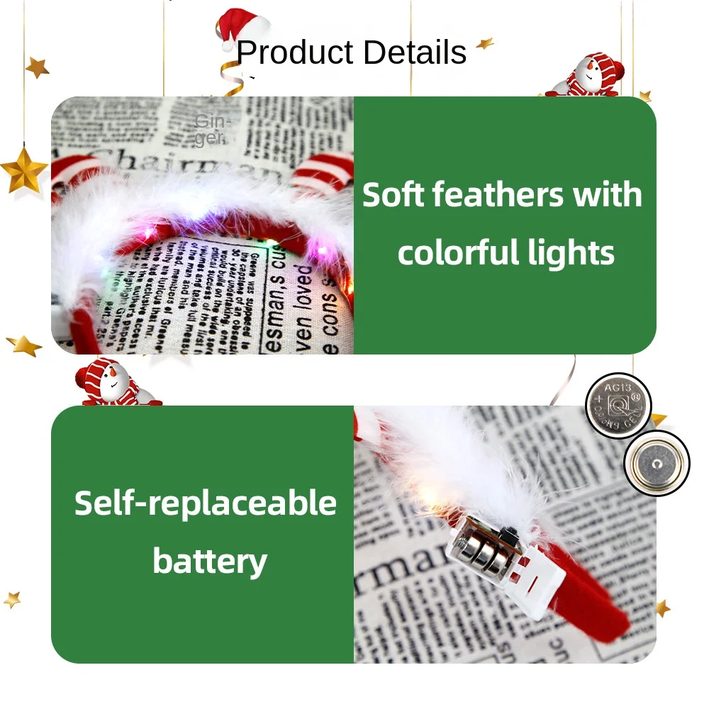 LED LED عيد الميلاد عقال الملونة غطاء الرأس مصباح ليد عيد الميلاد عقال مضيئة شجرة عيد الميلاد شجرة عيد الميلاد ندفة الثلج رباط شعر