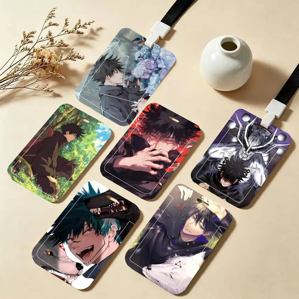 Anime Fushiguro Megumi ID Card Holder Neck Strap Pendant Door Badge Holder Lanyards Keychain Work Credential Case Gift