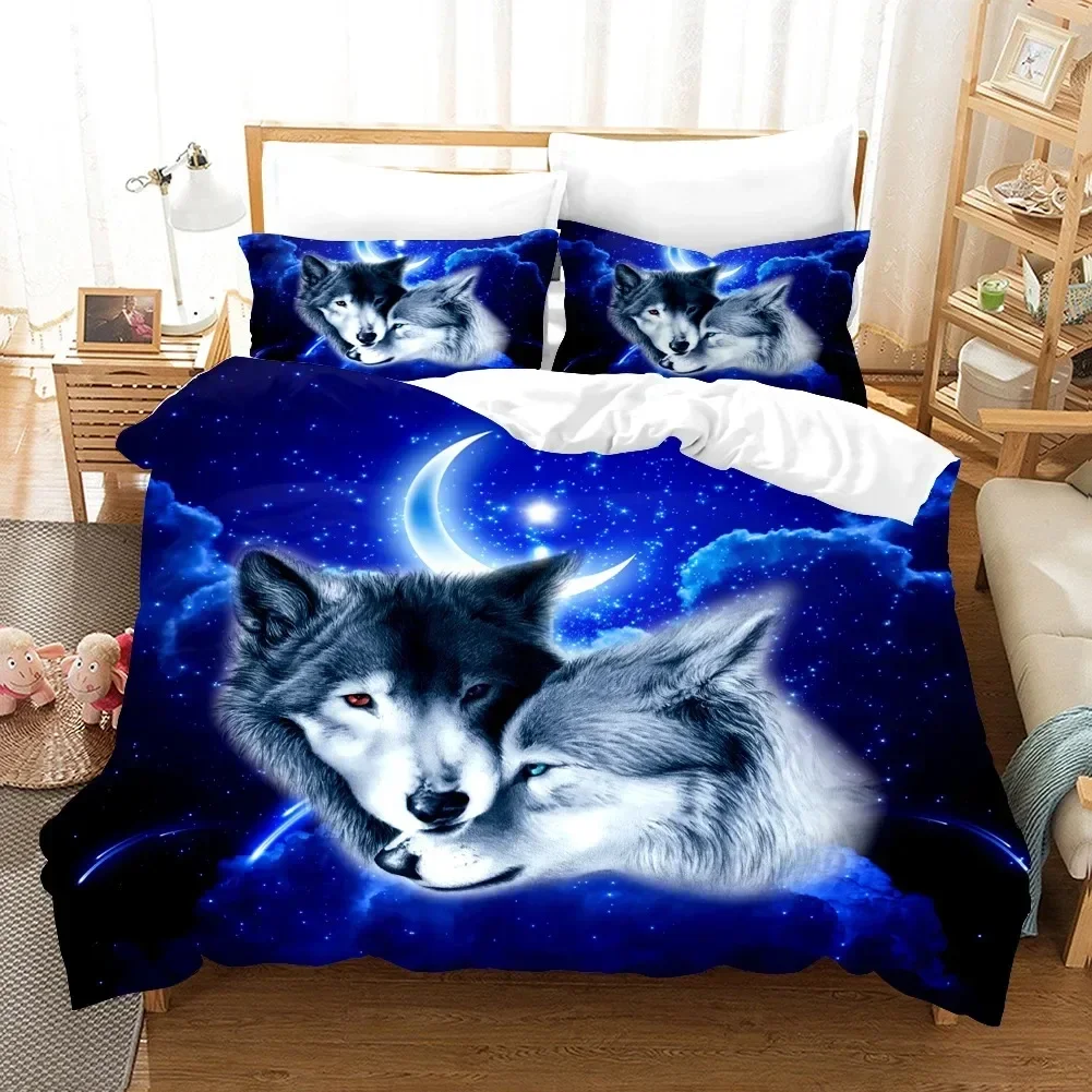 

3D Wolf Print Wild Animal Modern Gift Wolf Comfortable Duvet Quilt Cover Pillowcase Bedding Set Bedroom Decoration Home Textile