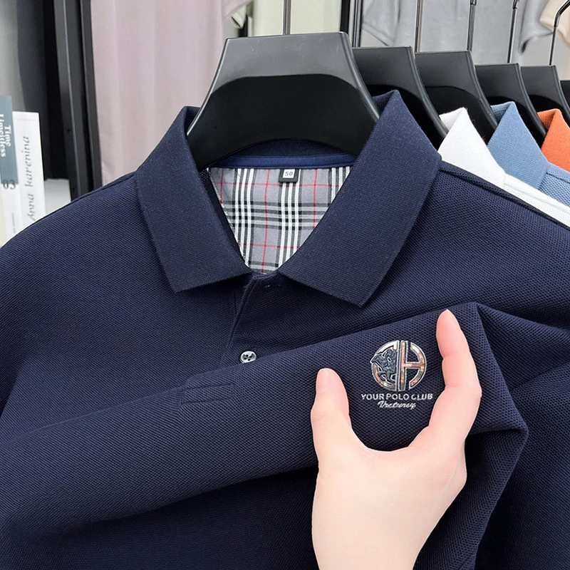 

Brand Design Men's Polo Shirt 100 Cotton Lapel Print Short Sleeve T-Shirt Summer New High End Business Smart Office MensWear Top