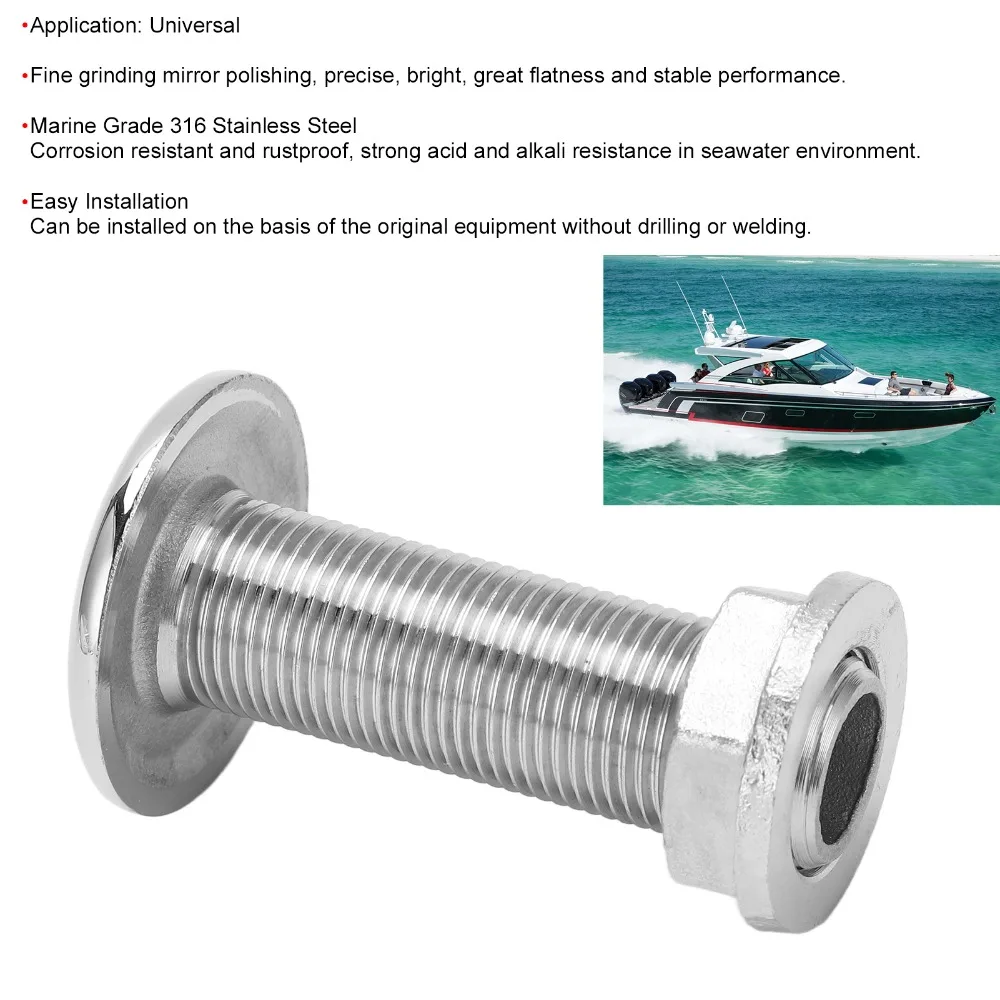 3/8inch / 1/2inch Marine Thru Hull Fitting 316 Stainless Steel Boat Thru Hull Fitting Boat Plumbing Fitting Marine Use