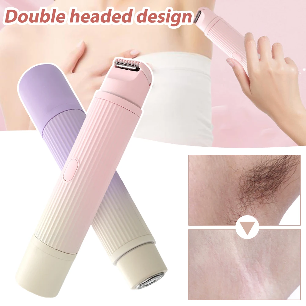 Women Electric Razors 2 in 1 Dual-Head Painless Bikini Trimmer Wet Dry Use for Ladies Pubic Hair Face Body Electric Shaver