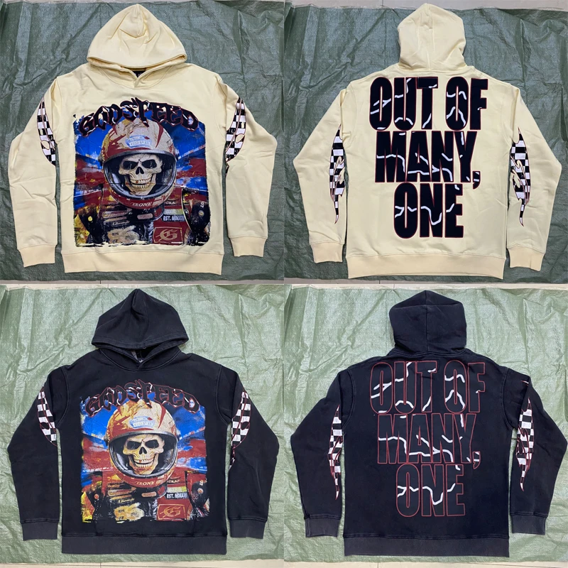 

Men Women Godspeed Hooded Sweatshirts Funny Skull Print High Street Hip Hop GOD SPEED Pullovers Tops
