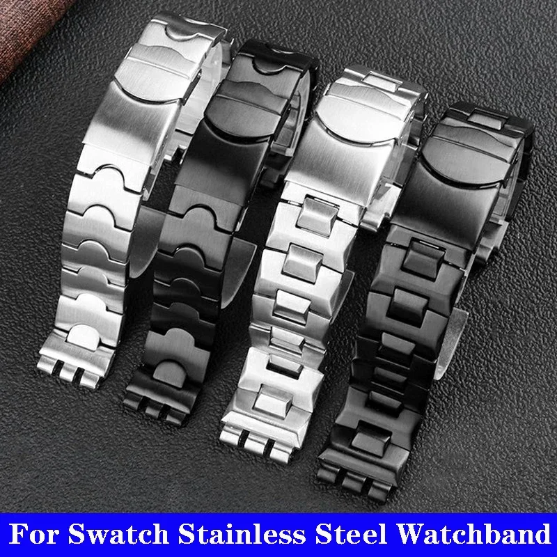 Solid Stainless Steel Watchbands For Swatch YCS YAS YGS IRONY Watch strap Men's and Women's Metal silver Bracelet 17mm 19mm