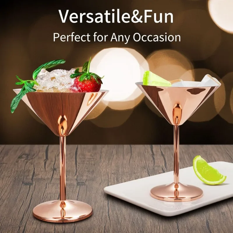 

2PCS Martini Cocktail Glass Champagne Glass Wine Glass Durable 304 Stainless Steel Metalware Family Restaurant