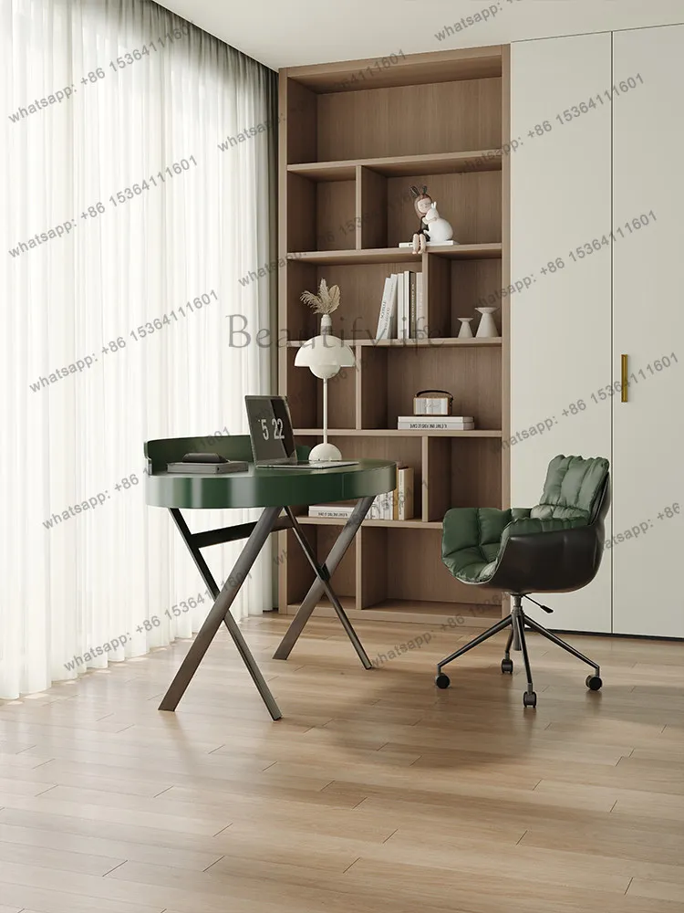Factory Direct Sales Designer Curved Desk Italian Minimalist Green Premium Writing Desk
