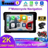 Srnubi 7 inch 2K HD Motorcycle DVR Navigation GPS Wireless CarPlay Android Auto Airplay Display Screen Portable Moto Monitor