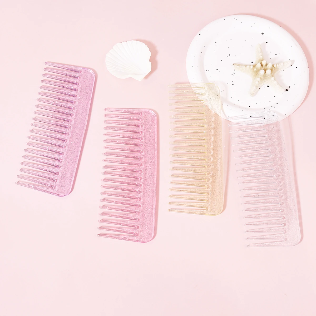 1 non handle shaped anti-static massage hair styling comb, plastic transparent style salon hair styling comb