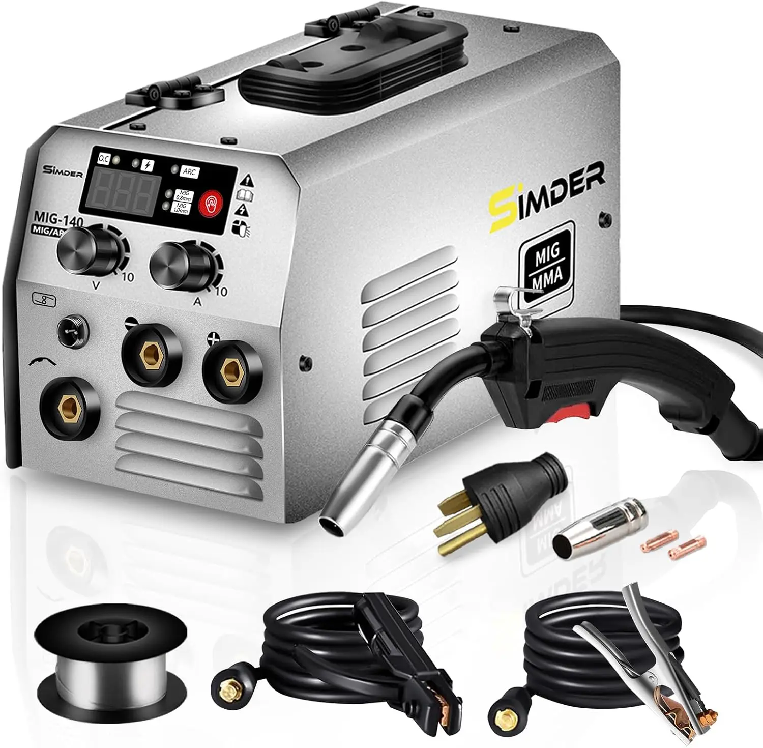 MIG Welder 140A 2 in 1 Stick/Flux Core Welder 110V/220v Dual Voltage Welding Machine with Flux Cored Wire MIG/ARC Welder