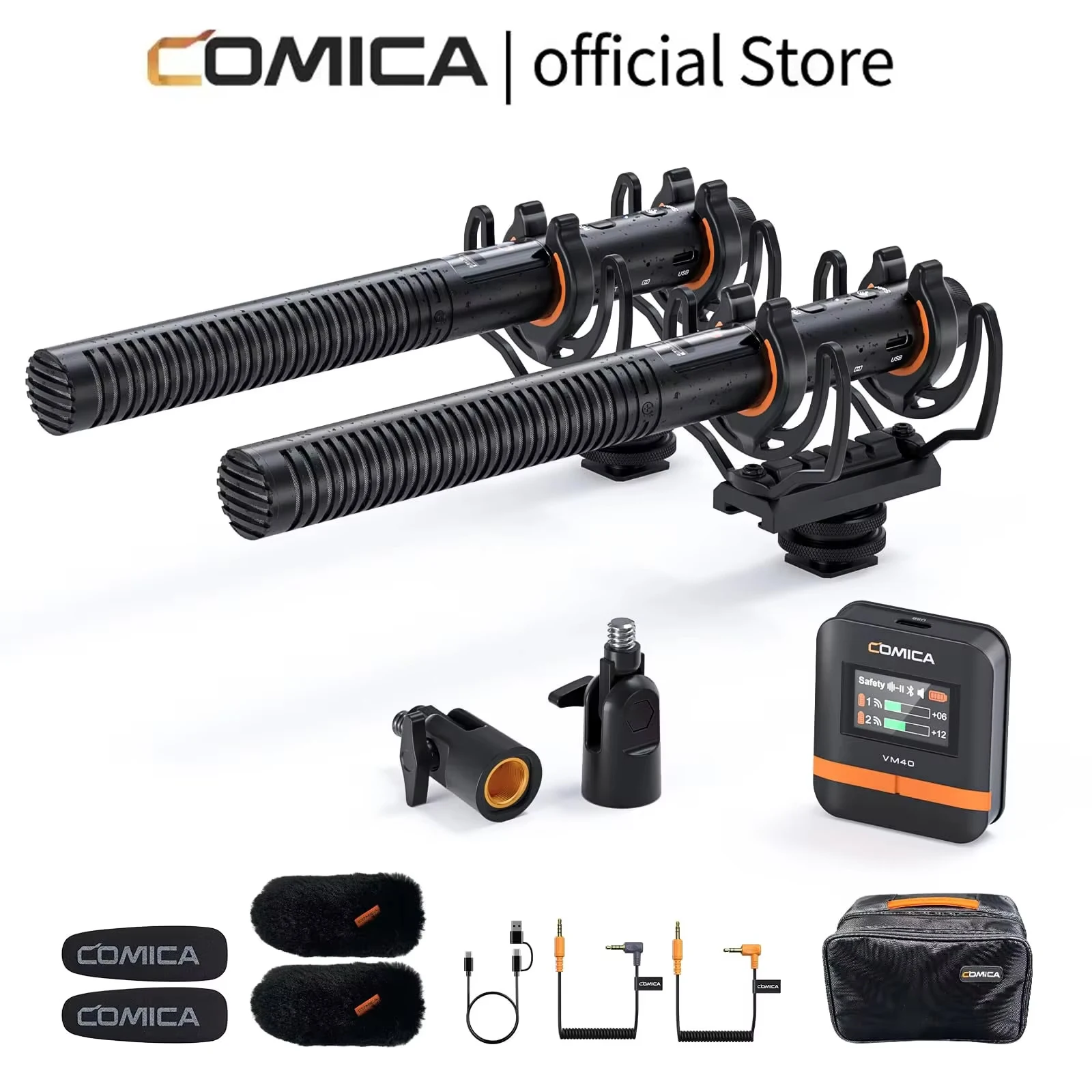 

COMICA VM40 2.4G Super Cardioid Dual-Channel Wireless Shotgun Microphone,Wired and Wireless dual modes, for Camera/Smartphone/PC