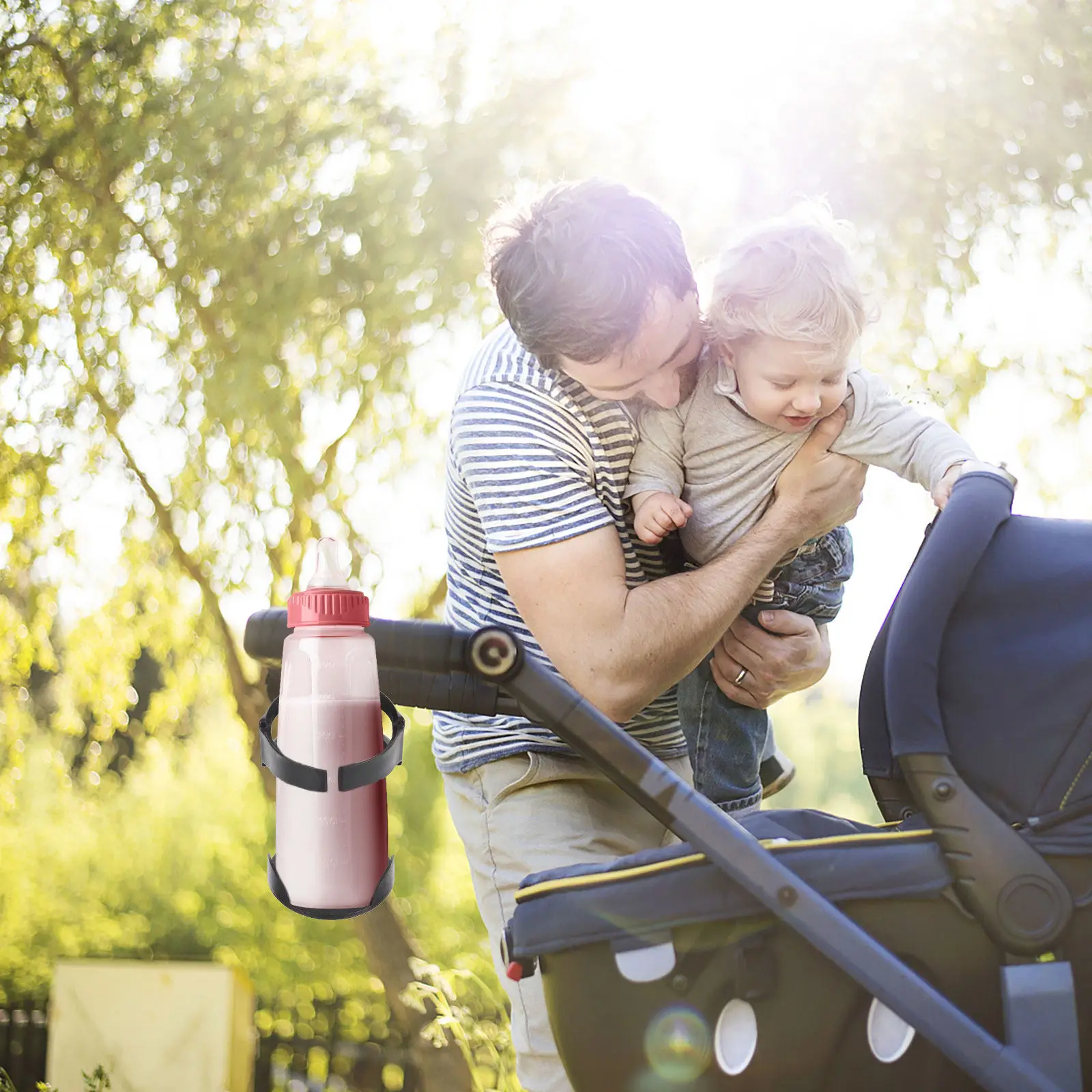 

Universal Stroller Cup Holder for Baby Stroller Walker Bicycle Scooter Trolley Wheelchair - Rotatable Adjustable Drink Bottle