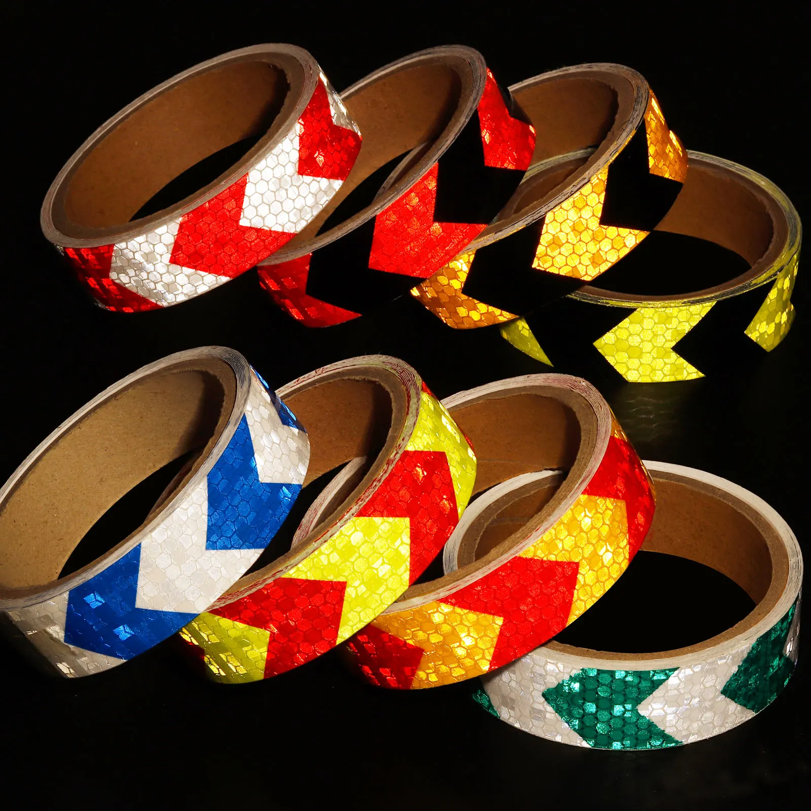 1 Roll Reflective Tape, 30 Ft x 1-inch Safety Tape Reflector, Arrow White Blue/ Arrow Red Bl