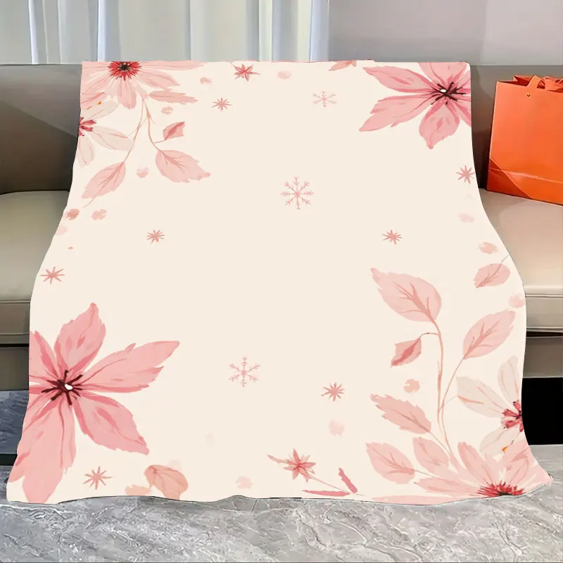 1 قطعة بطانية الفانيلا أنيقة الأزهار ندفة الثلج بطانية لديكور غرفة المعيشة المريحة