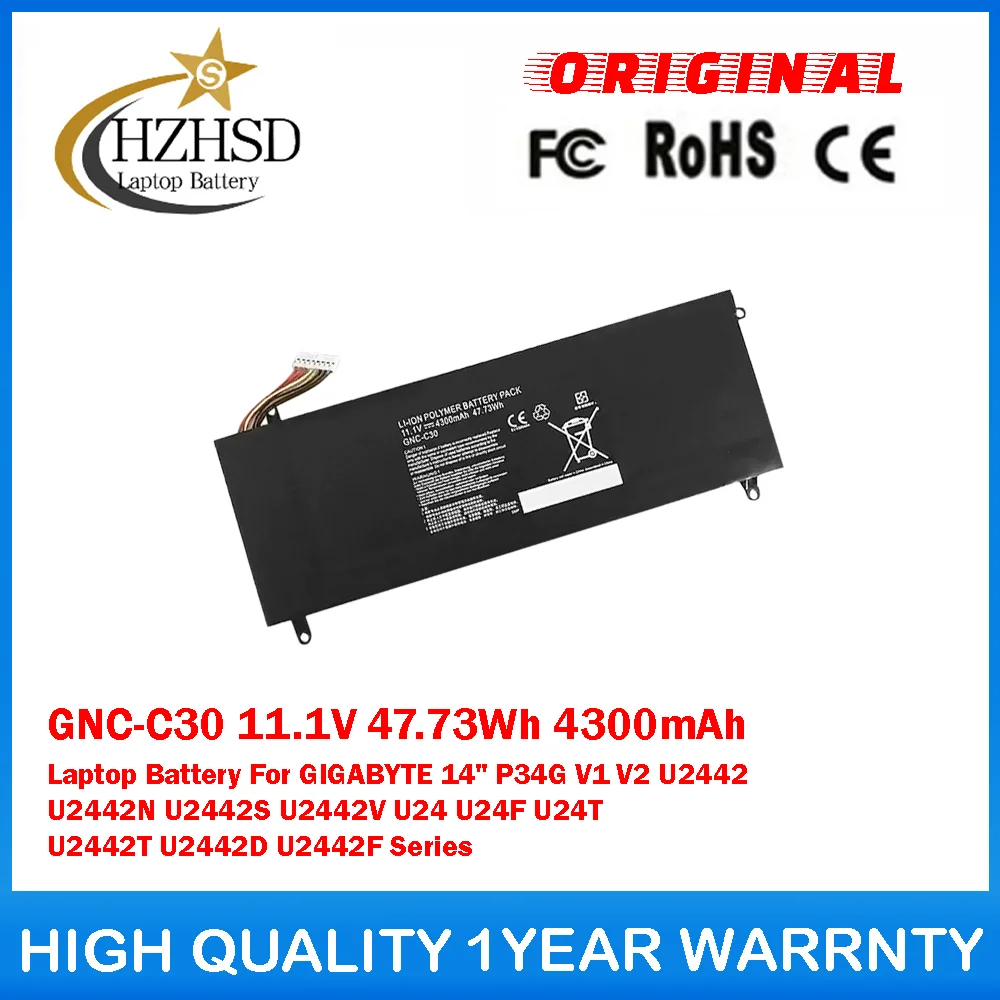 

GNC-C30 11,1 В, 47,73 Втч, 4300 мАч, аккумулятор для ноутбука GIGABYTE 14 дюймов P34G V1 V2 U2442 U2442N U2442S U2442V U24 U24T U2442T U2442D