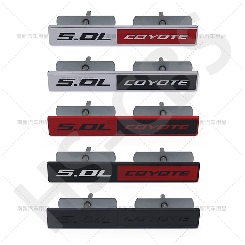 Metal 5.0L Coyote Badge Rear Trunk Logo Car Fender Decal Coyote Front Grill Hood Emblem Grille Car Sticker Auto Dody Accessories