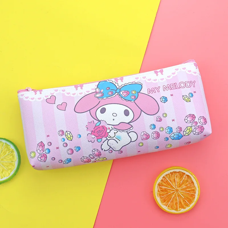 2024 Sanrio Stationery Bag Kawaii Mymelody Kuromi Cinnamoroll Student Cartoon PU Stationery Storage Bag Children\\\'s Pencil Bag