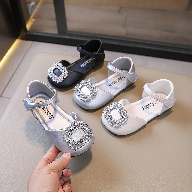 Girls' Princess Shoes 2024 Summer New Children's Soft Sole Small Fragrance Female Treasure Rhinestone Sandals