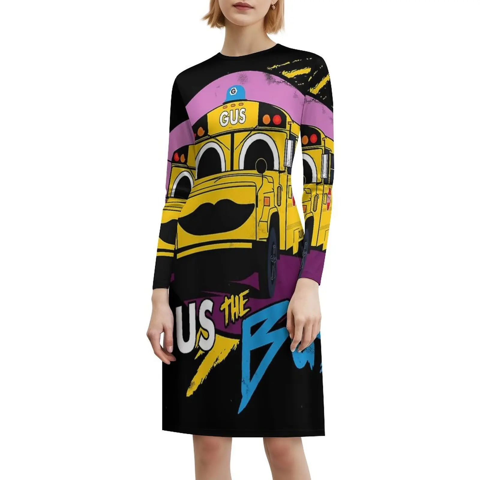 حافلة 1 المرأة الشارع الشهير فستان الحفلات العصرية طباعة نادي الملابس للإناث حافلة Gus حافلة مدرسية Gus فستان