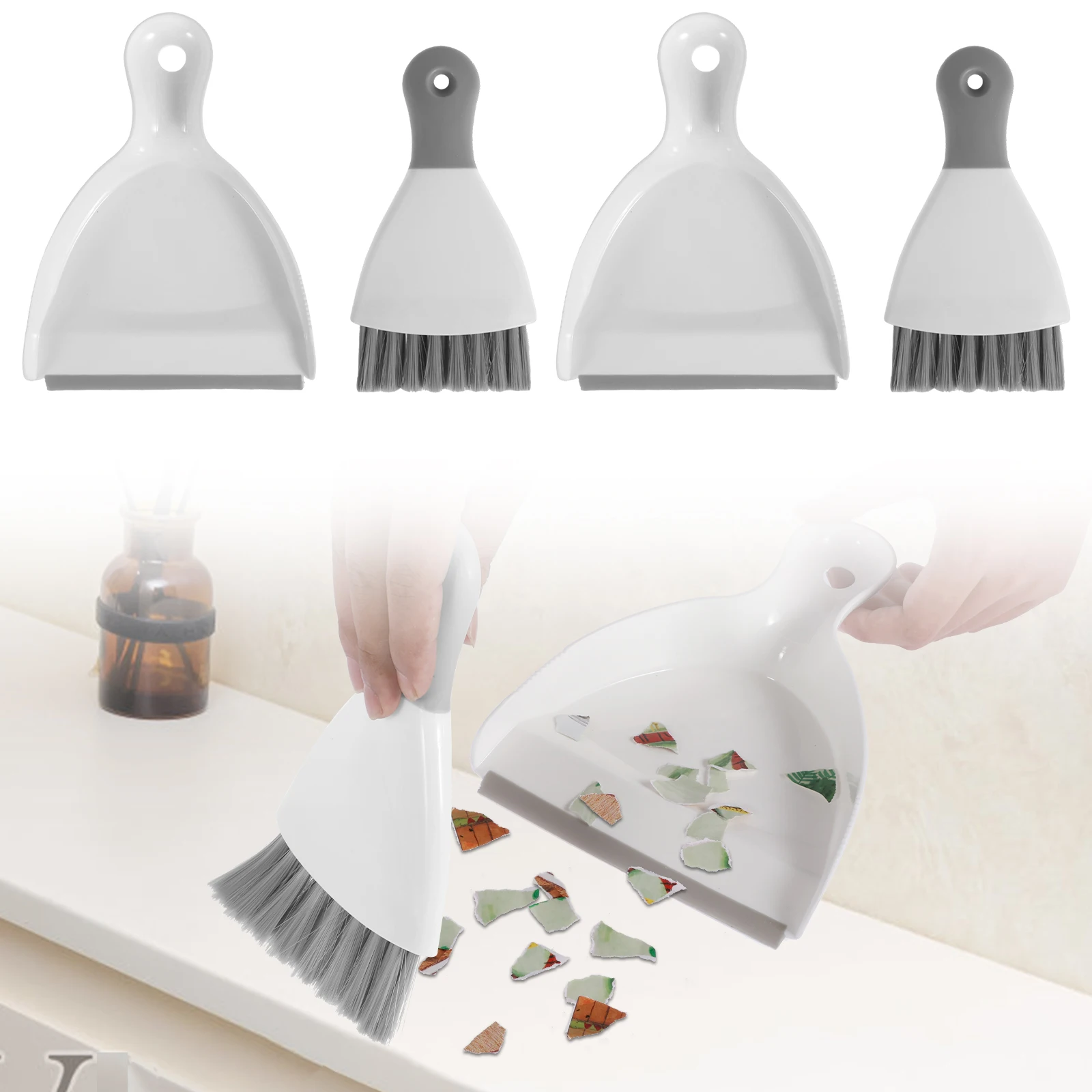 Mini-Kehrschaufel und Bürsten-Set mit Schreibtischplatte, kleiner Besen, Reinigung, Esstisch, Krümelkehrmaschine, Mehrzweck-Reinigungswerkzeug für Fenstertastaturen