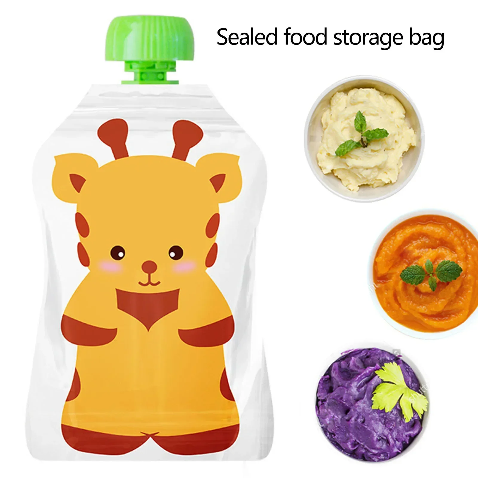 Bolsa de almacenamiento de alimentos reutilizable, 8 Uds., bolsas para comida de leche y yogur, botella exprimidora de alimentos suplementarios rellenable para niños pequeños al azar
