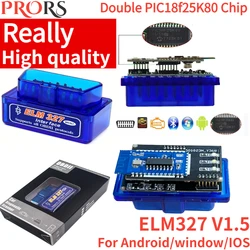 Chip doble PIC18f25K80 ELM327 V1.5 para IOS, Android, Bluetooth 5,1, escáner automático OBD2, negro, 2PCB, probador de coche, herramientas de diagnóstico, nuevo