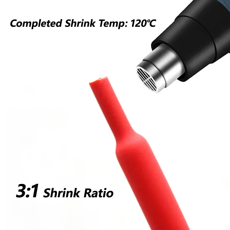 3:1 Heat Shrink Tube Red 1.6mm ~ 39mm With Glue Double Wall Polyolefin Insulation Adhensive Lined Wire Cable Protector Sleeve
