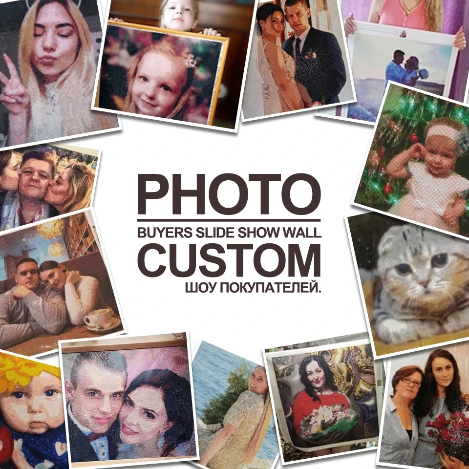 DIY 5D Kits de Pintura Diamante para Adultos, Foto personalizada, sua própria imagem privada, Presente personalizado, Personalizado