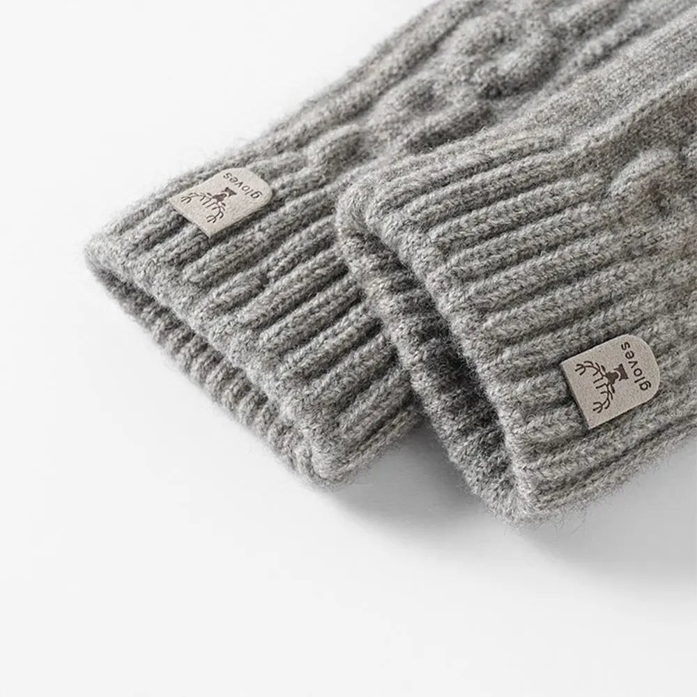 Fashion Warm Winter Knitted Gloves Windproof Thickened Touch Screen Gloves Soft Elastic Wool Gloves for Men Women