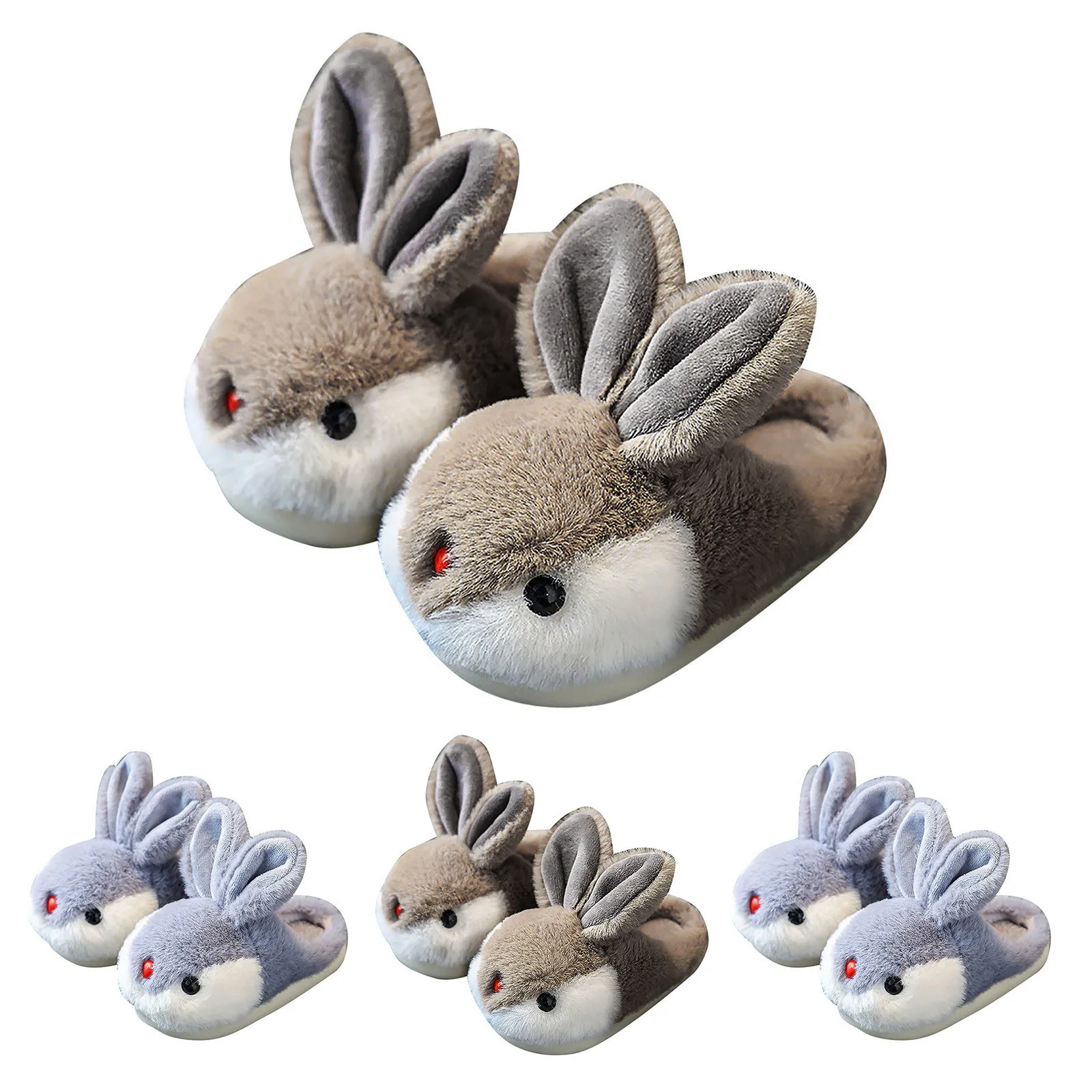 Winter Children\'s Cotton Slippers Warm Winter Non-slip Cartoon Cute Rabbit Boys And Girls Soft Sole Home Kids Plush Animals Slip