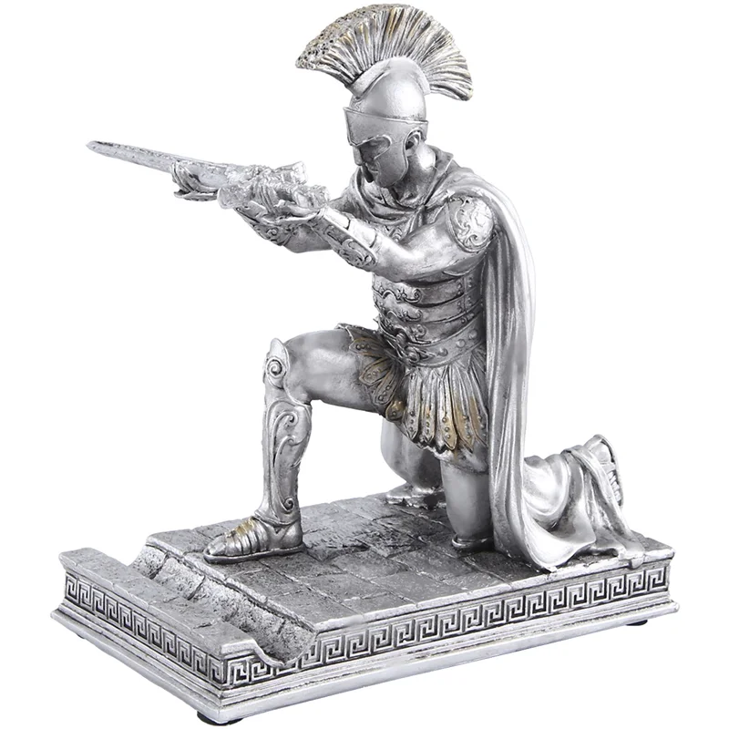 

Sensitive Knight Pen Holder With Helmet Statue Pen Holder Armor Roman Knight With Magnetic Pen Holder Phone Stand Durable Silver