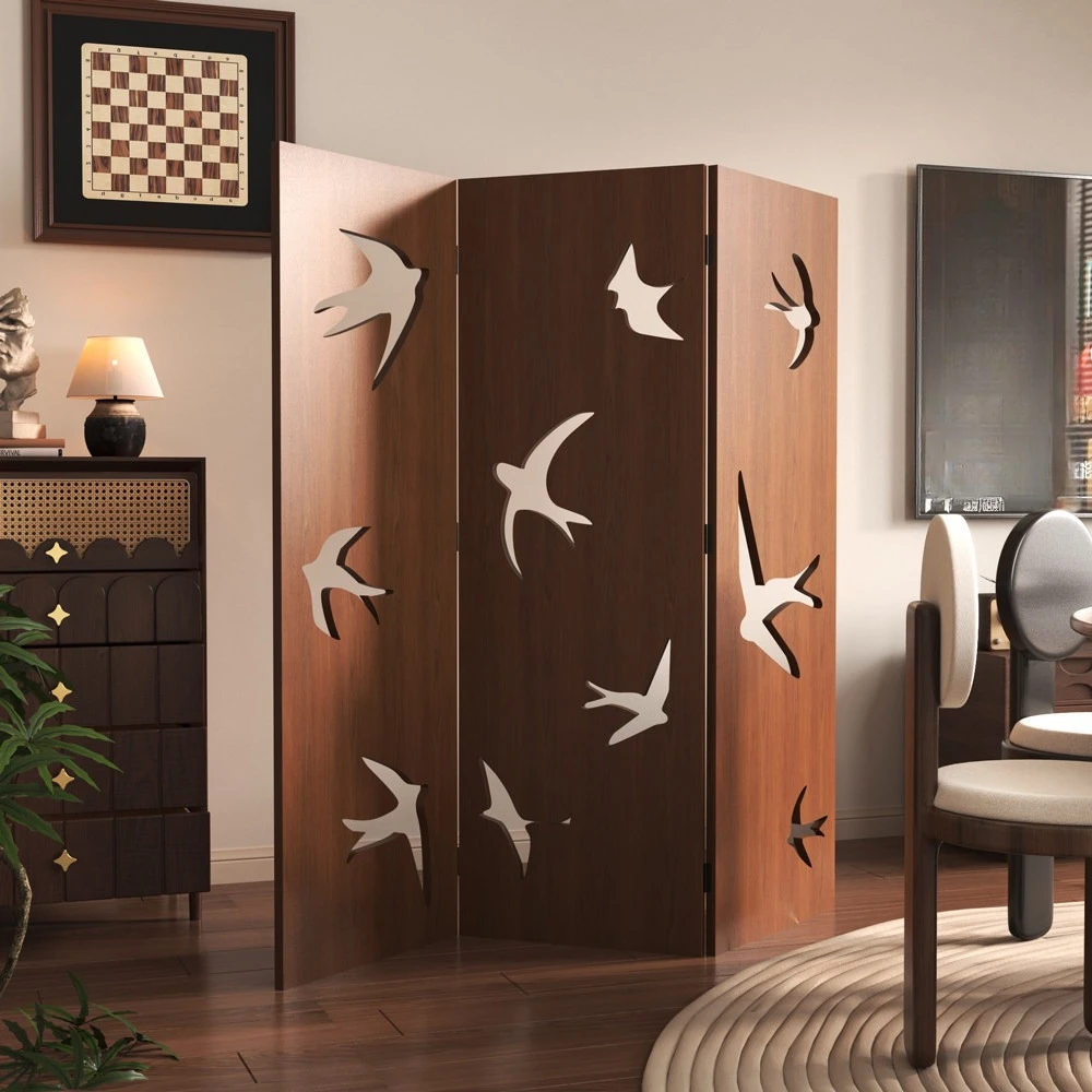 Retro swallow folding screen living room home French entry partition art
