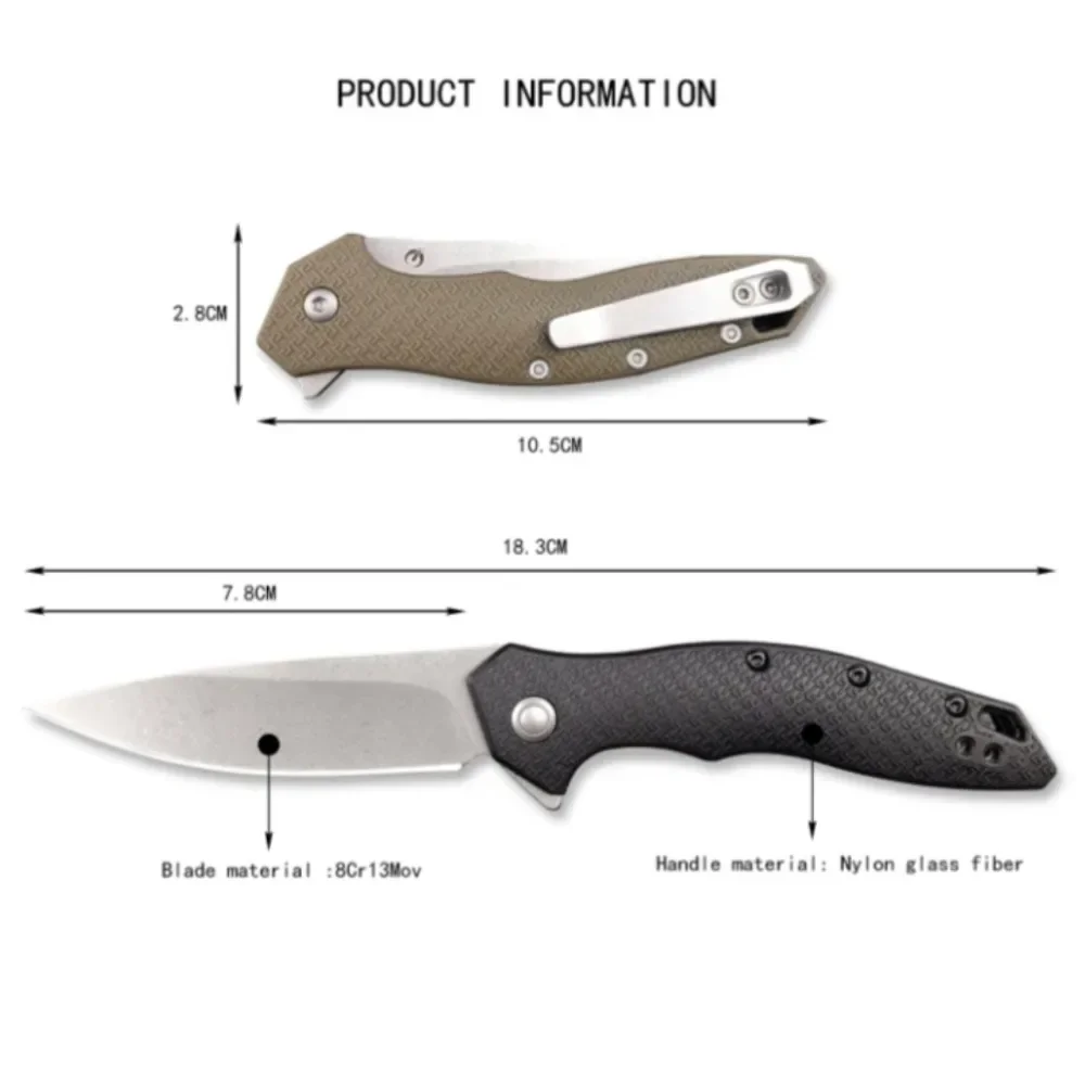 KS 1845 Shoreline سكين للفرد زعنفة مساعدة مجلد 8Cr13 شفرة النايلون مقبض في الهواء الطلق كل يوم حمل الدفاع عن النفس EDC السكاكين