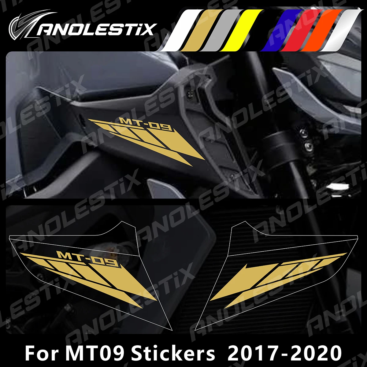 

AnoleStix Reflective Motorcycle Logo Set Air Inlet Emblem Decals For YAMAHA MT09 MT-09 SP 2017 2018 2019 2020