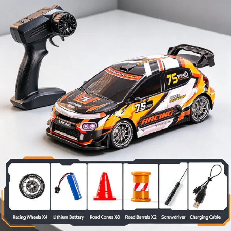 1:24 Scale 4wd Rc Drift Rally Car 2.4g Racing Model With Led Lights Simulated Exhaust Effect For Street Drifting