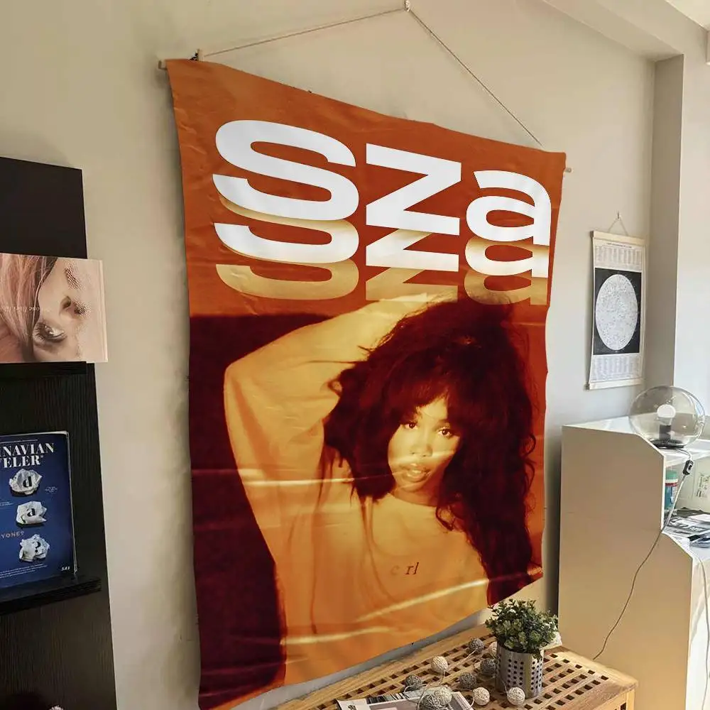 Popular Female Star Pop Singer Sza Cartoon Tapestry for Living Room Home Dorm Decor INS Home Decor