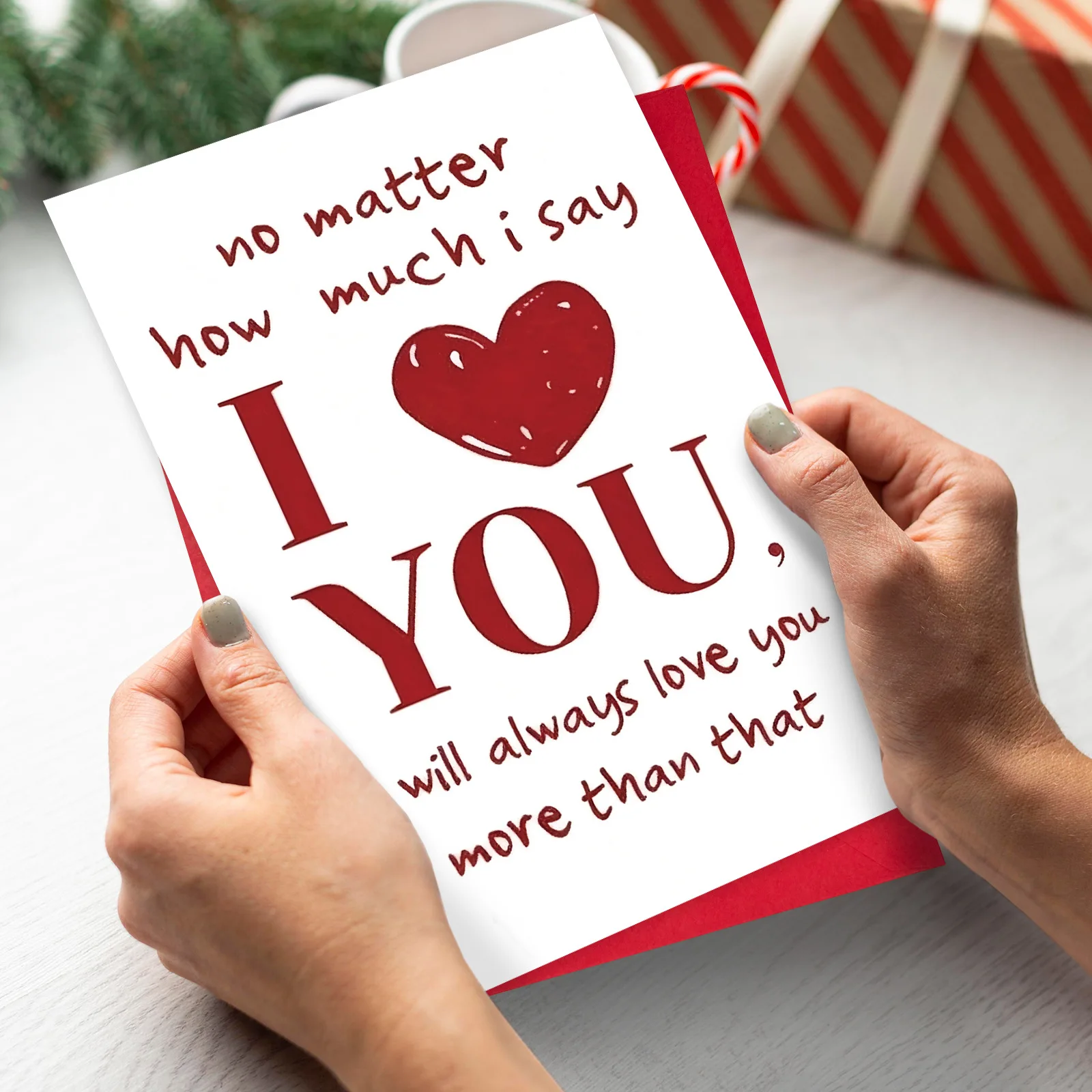 1 Weihnachtsgeschenk, warme Liebesbotschaft, Grußkarte, Valentinstag Ich liebe dich Grußkarte mit Umschlag Kombination