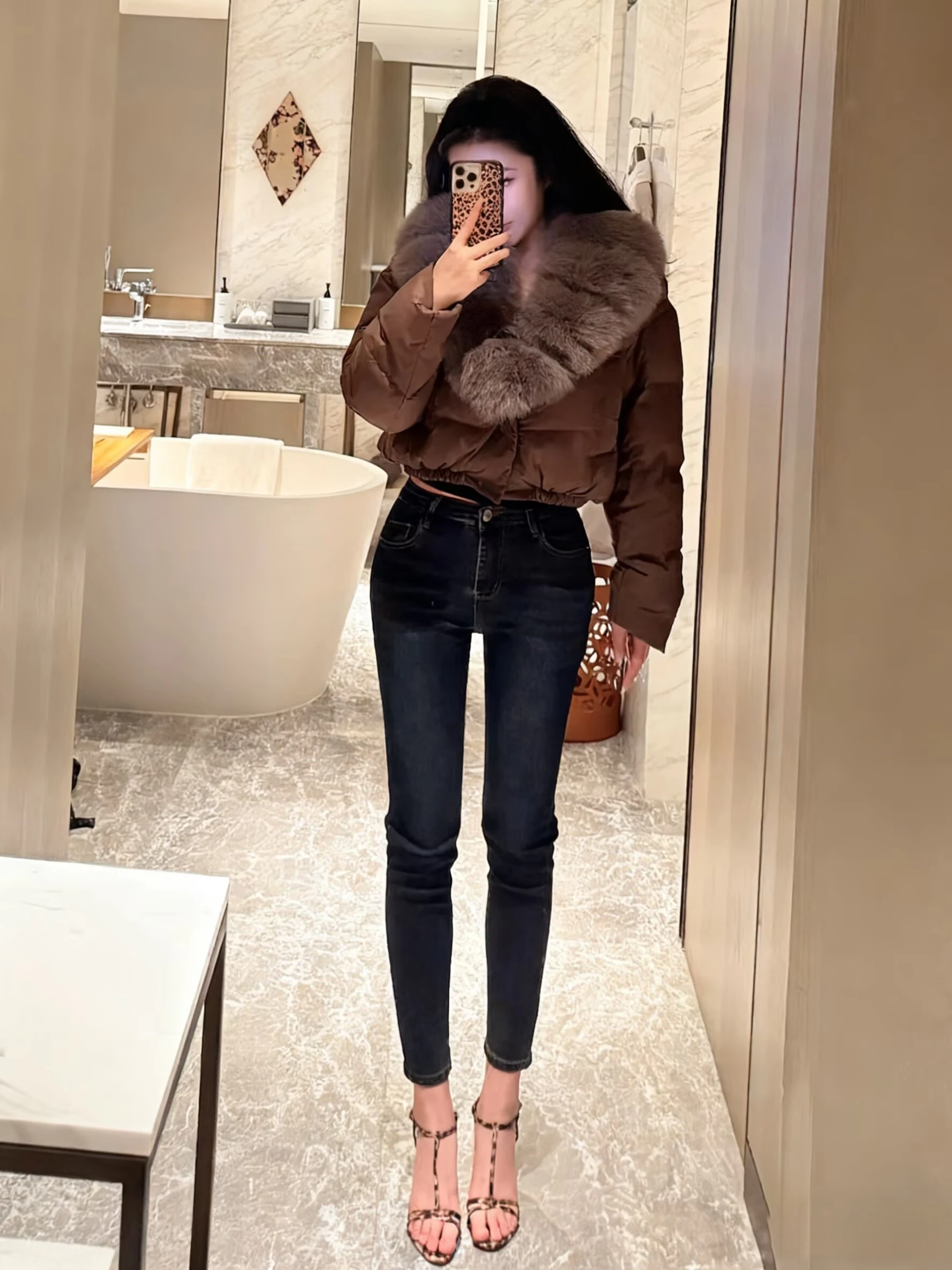 

High Waist Elastic Slim Fit Blue Jeans Women's Autumn Winter Faion Trendy Girl Sle Cotton Stretch Denim Bootcut Nine Pants