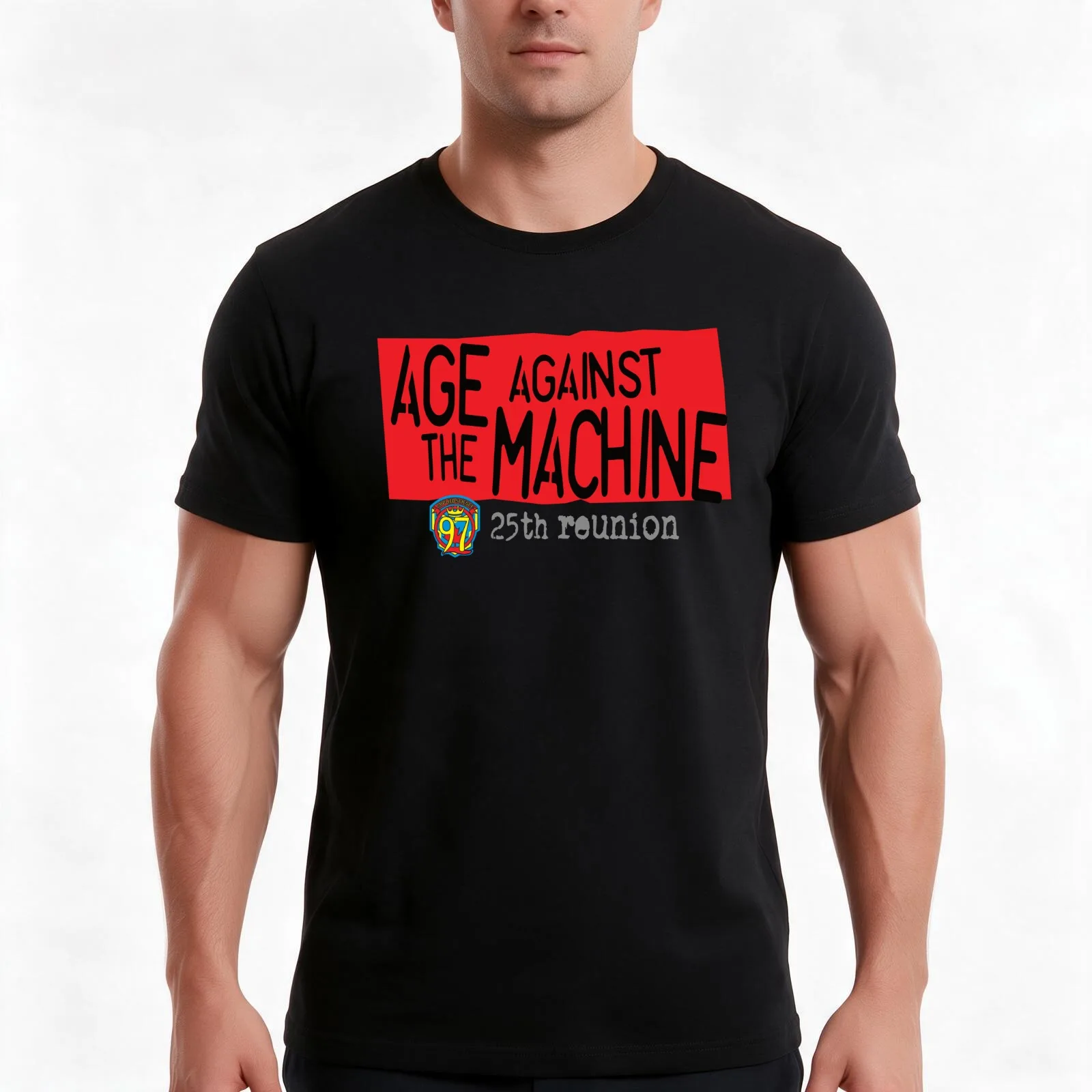 Age Against The Machine - Sci97 25th Reunion T-Shirt, Summer Casual Cotton Tee, Oversized Streetwear Tops, Vintage Graphic Print